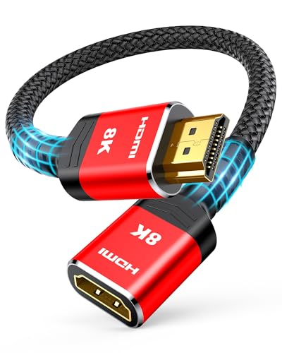 Highwings 8K 4K HDMI Extender Cable, Short HDMI Extension Cable 2.1 4K@30Hz/ 60Hz/ 120Hz, Ultra high Speed HDMI Adapter Male to Female Compatible with PS5 Roku Stick Blu Ray Player HDTV Laptop 1FT - color: Red, size: 1 feet, style: 8k 1pack