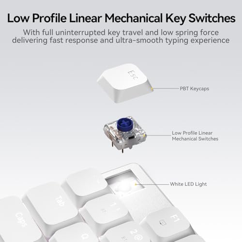 AUSDOM Wireless Mechanical Silent Office Keyboard, Low-Profile Linear Switches, Tri-Mode BT/2.4G/USB-C Computer Keyboard with Number Pad, Hot Swappable Illuminated Performance Keyboard