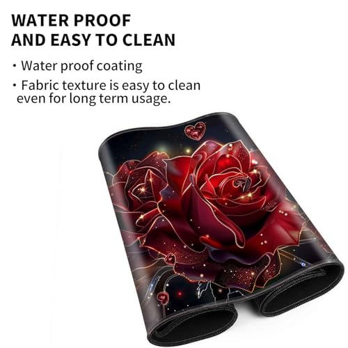 Large Gaming Playmat Compatible with MTG, Seamless Card Game Mat with Stitched Edges, 23.6 x 13.7 in Natural Rubber Desk Pad with Transparent Drawstring Bag, Flowers Roses - color: Flowers Roses, size: 24"X14" Regular