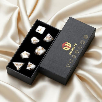 DND Dice Set 7-Pcs, Sharp Edge Cute Dog Style Resin Dice Polyhedral Resin Sharp Edge Dice for Roleplaying Games Dungeons and Dragons RPG MTG Table Games（Golden Retriever） - color: White, style: French Bulldog