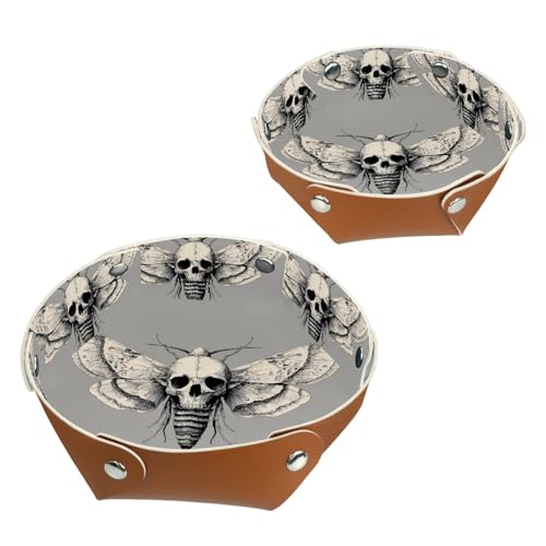 2Pcs PU Dice Holder Folding for RPG DND Table Games, Dice Trays Storage Box Portable Folding Rolling Dice Tray, Grey Moth Skull - color: Multi 8