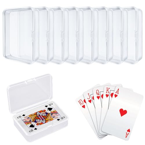 8 Pcs Blank Playing Card Case, Clear Plastic Playing Game Card Storage Box Holder for Bank/Business/Game/PTCG Cards Not for Uno - color: 8 PCS Clear