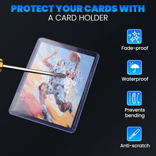 200 Card Sleeves Top Loaders for Cards, 3" x 4" Hard Plastic Toploaders | Baseball Card Protectors, Trading Card Holder for Football Sports Cards (100 Toploaders + 100 Penny Sleeves) - size: 100 Hard Sleeves + 100 Soft Sleeves
