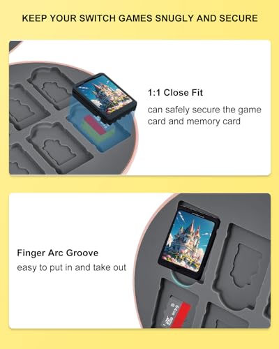 Switch Game Case Holder - 2 Pack Mini Game Organizer Small Portable Traveler Gift Accessories with 24 Cartridge Slots and 24 Micro SD Card Storage, Magnetic Closure, Hard Shell and Soft Lining