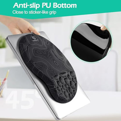 Gimars Upgrade Ergonomic Mouse Pad Wrist Rest with Memory Foam Massage Bump, Enlarge [ 30% Larger Moving Space] Mouse Pad Wrist Support with Nonslip PU Base for Laptop, Computer, Gaming & Office - color: Map-round