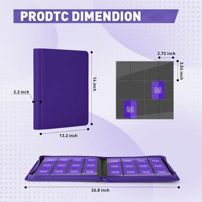 Premium Card Binder 12 Pocket for 720 Pockets Trading Card Binder, PU Zipper Card Collection Album, Sturdy Side-Loading Card Book Holder for MTG, TCG, Game Cards, Sports Cards - color: 12 Purple