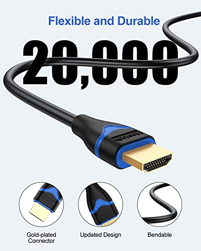 4K HDMI Cable 3FT, ApoJodly HDMI 2.0 Cable 18Gbps High Speed HDMI to HDMI Cord 3 Foot (4K@60Hz, 2K@144Hz, 1080P@120Hz, HDR, 3D, HDCP 2.2,ARC) for HDTV, Switch, PS4/PS5, Xbox, Blu-ray, Monitor 3.3FT/1M - size: 3.3FT