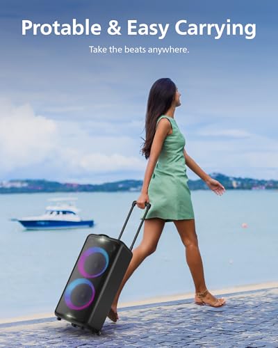 Philips X5206 Bluetooth Party Speaker - 14 Hours Play Time, Deep Bass, Party Lights, Karaoke Effects, Mic & Guitar Input, 80W Max Power, Black
