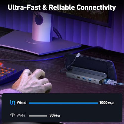 BENFEI Steam Deck Dock, Docking Station for Steam Deck (OLED)/ROG Ally/Legion Go, 6-in-1 USB C Hub with HDMI 4K@60Hz, 1Gbps Ethernet, 1xUSB C 2X USB 3.0 Port, PD 100W Charging