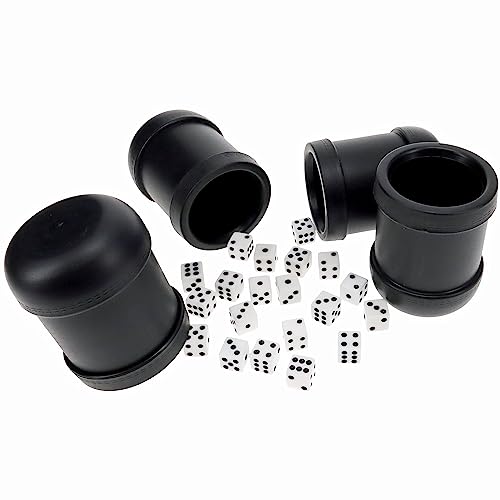 WE Games Dice Cups, Professional Grade Plastic with 20 Dice & Instructions for Liar's Dice, Set of 4