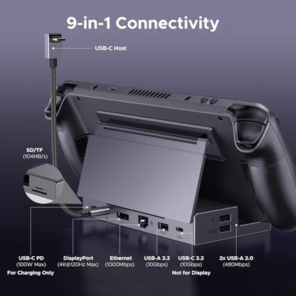 UGREEN Steam Deck Dock 9-in-1 USB C Docking Station with Foldable Stand, 4K@120Hz DP, Gigabit Ethernet, PD 100W, 10Gbps USB A&C 3.2, TF/SD for Steam Deck, Rog Ally, ROG Xbox Ally, Legion Go etc.
