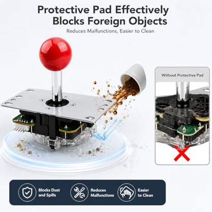 Arcade Joystick Gamepad DIY Joystick Arcade Game Fighting Stick Replacement Parts Pin Circuit Board with Ball Head - color: Red
