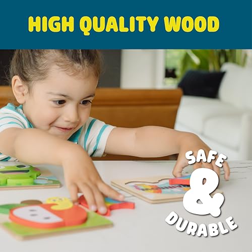Chuckle & Roar - Alphabet Wooden Puzzle Set - 4 Pack for Kids Ages 4+ | Wooden Learning Puzzle, Educational, Alphabet, Fine Motor Skills, Toddlers and Preschoolers, Giftable