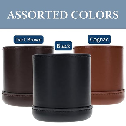WE Games Professional Handmade Black Leather Dice Cup Set, Comes with 5 Standard Game Dice & Cloth Bag, Dice Roller for Liars Dice Farkle & Board Games, Durable Stitched Dice Cups - color: Black, size: Standard (16mm)