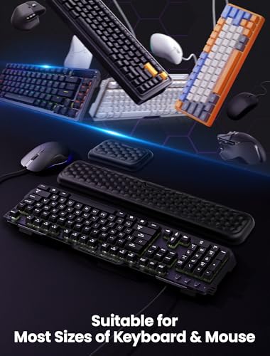 Wrist Rest for Keyboard and Mouse, gliship Wrist Rest for Computer Keyboard Mouse Memory Foam, Keyboard Arm Rest Wrist Support for Keyboard PU Leather with Non-Slip PU Silicone Base Pain Relief Black