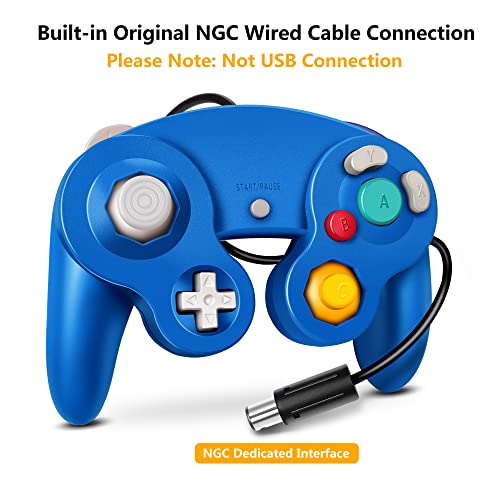 FIOTOK Gamecube Controller, Classic Wired Controller for Wii & Gamecube | Red & Blue-2pack - color: Red & Blue