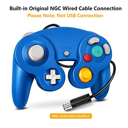 FIOTOK Gamecube Controller, Classic Wired Controller for Wii & Gamecube | Red & Blue-2pack - color: Red & Blue