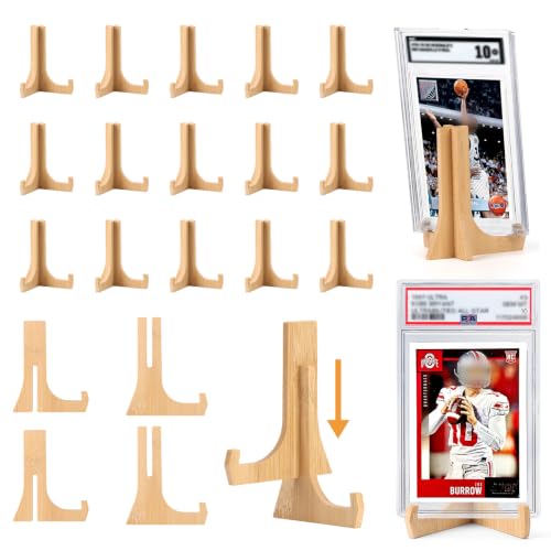 3 Pack Card Stands for Display 3 Inch - Natural Bamboo Color Assemblable | Trading Card Display Stand Sport Card Holder Small Easel Stand Easel Holder for BGS PSA SGC Tarot Card Table Use - color: Natural Wood