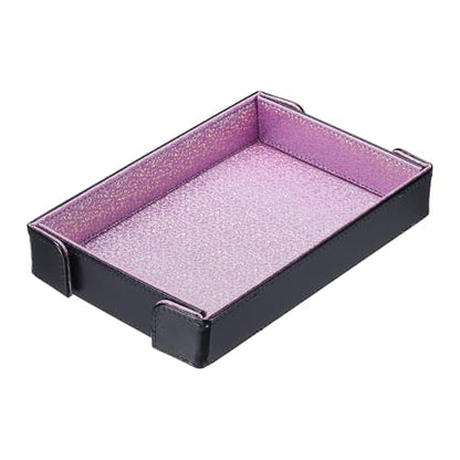 uxcell PU Leather Dice Tray, Rectangle Magnetic Folding Velvet Portable Folding Dice Rolling Tray for Table Games Keys Wallet Watch Coin, Glitter Light Purple - color: Light Purple
