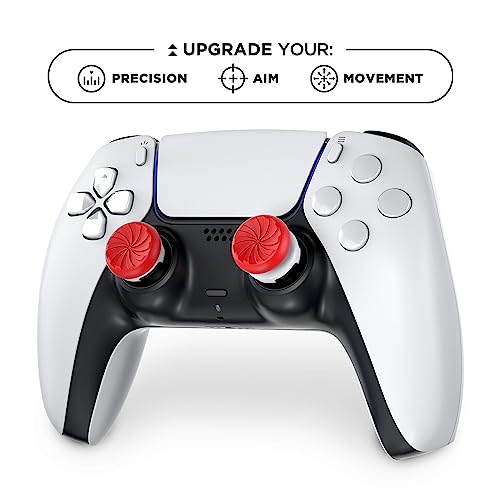 KontrolFreek FPS Freek Inferno for PlayStation 4 (PS4) and PlayStation 5 (PS5) Controller | Performance Thumbsticks | 1 High-Rise, 1 Mid-Rise | Red/White - style: PS5