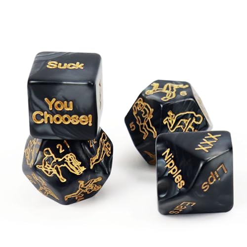 kykake Valentines Day Him, 4Pcs Date Night Dice for Couple, Date Night Ideas Dice After Dark Edition Game Anniversary for Him Her, Portable Couple Gift Ideas Date Dice Set - color: 4pcs Black Dice