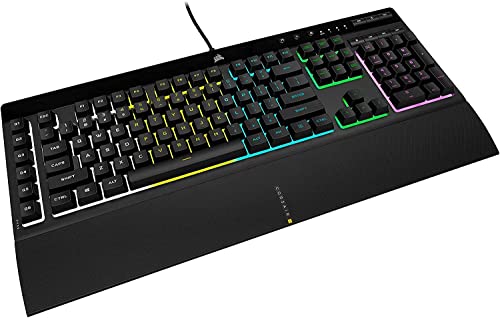 Corsair K55 RGB PRO Membrane Wired Gaming Keyboard – QWERTY US Layout, IP42 Dust and Spill-Resistant – 6 Macro Keys with Elgato Integration – iCUE Compatible – PC, Mac, Xbox – Black - color: Black, style: K55 RGB PRO
