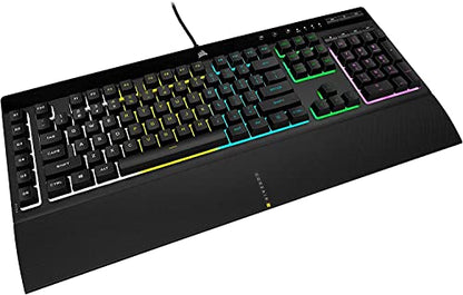 Corsair K55 RGB PRO Membrane Wired Gaming Keyboard – QWERTY US Layout, IP42 Dust and Spill-Resistant – 6 Macro Keys with Elgato Integration – iCUE Compatible – PC, Mac, Xbox – Black - color: Black, style: K55 RGB PRO