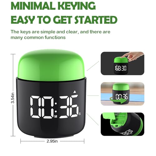 Large Display Digital Timer Stopwatch, Retro Manual Twist Table Count Down & Up Game Timer, Easy to use, Night Light Silent & Sound Timers for ADHD Study Work Kitchen Classroom Yoga Gym (Grass Green) - color: Grass Green