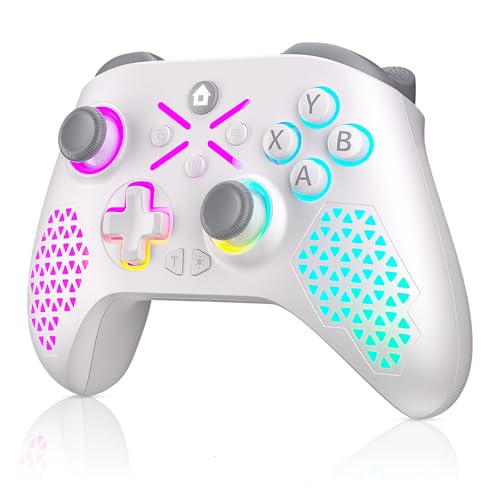 LENISUOLE RGB Wireless Controller for Xbox Series X/S/Xbox One/Xbox One S/One X, Android/PC Steam Games, Battery Dual Vibration Turbo Function Macro Function with 2.4GHz Adapter - color: Soft White