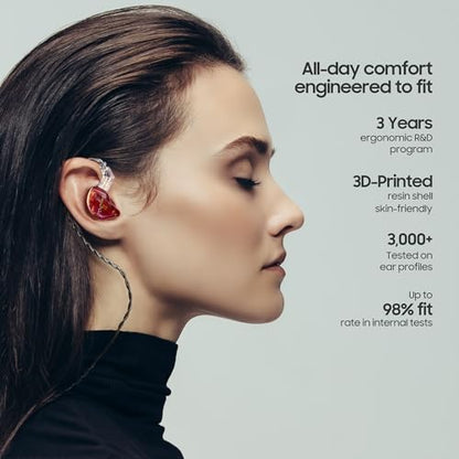 Tipsy M3 Professional IEM for Musicians, 2BA + 1DD Drivers, 36dB PNC, IPX5, Acoustic-Runway™ Technology, Skin-Friendly Resin, Detachable 0.78mm 2-pin Cable(No Mic, Red) - color: C-Red