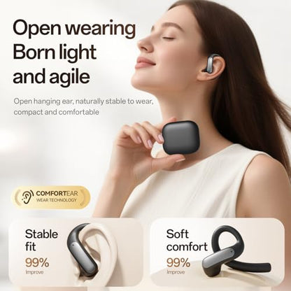 TINGER Open Ear Bluetooth Headphones 5.4 - IPX5 Waterproof Wireless Sports Earbuds,18H Playtime with Digital Power Display, Ultra-Light Weight Design for Cycling/Running/Gym (Silver) - color: Silver