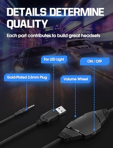 Nanddi Gaming Headset with Microphone, Gaming Headphones for PS4 PS5 Xbox One PC with LED Lights, PlayStation Headset with Noise Reduction 7.1 Surround Sound Over-Ear and Wired 3.5mm Jack (White) - color: Camo White