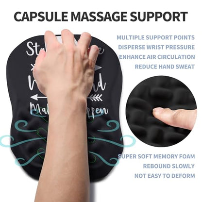 Ergonomic Raised Mouse Pad Wrist Support with Bilateral Slope Memory Foam Mousepad for Wrist Rest and Carpal Tunnel Pain Relief 11.8x7.9〃Inspirational Quotes - color: Inspirational Quotes