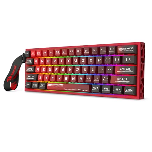 Redragon K753 HE Rapid Trigger Gaming Keyboard, 60% 61 Keys Wired Mechanical Keyboard w/Hype-Red Hollowed-Out Aluminum Base, Next-Gen UltraMag 100% POM Silky Rappid Trigger Magnetic Switch - color: Hype Red (CNC HE Version)