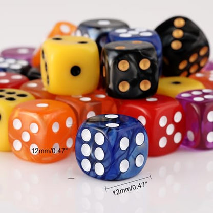 36 Pieces 12mm 6 Sided Mini Dice Set,Two Colours D6 Game Dice Set,6 Sided Standard Game Dice for Board Games Dice Games Classroom Teaching Dices Game, with Portable Gaming Box(Dark Blue&Black) - color: D6-dark Blue & Black