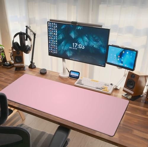 Pink Mouse Pad Extended Large Gaming Mousepad XL Big Long Oversized Desk Mat Stitched Edges 31.5 X 11.8 Inch for Home Office - color: Black5