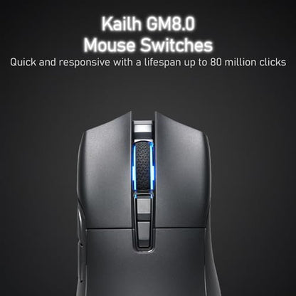iRocks M31R Wireless Gaming Mouse, Triple Mode 2.4G/ Bluetooth/USB-C Detachable Cable Gaming Mouse, Kailh GM8.0 Mouse Switches, Advanced PixArt PAW3395 Optical Sensor, Up to 26,000 DPI - Black - color: Black