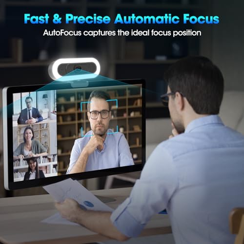 ToLuLu 2K Streaming Webcam Web Cam, LED RGB Webcam with Microphone & Light | Autofocus Computer Camera with Cover and Tripod, Plug-Play USB Web cam for PC Desktop/MacBook Gaming Video Calling - style: 2K Autofocus RGB Ring Light webcam