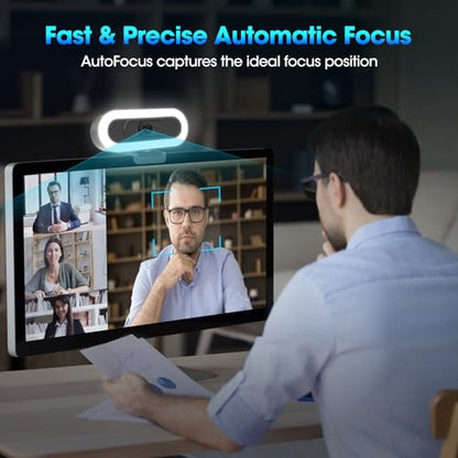 ToLuLu 2K Streaming Webcam Web Cam, LED RGB Webcam with Microphone & Light | Autofocus Computer Camera with Cover and Tripod, Plug-Play USB Web cam for PC Desktop/MacBook Gaming Video Calling - style: 2K Autofocus RGB Ring Light webcam