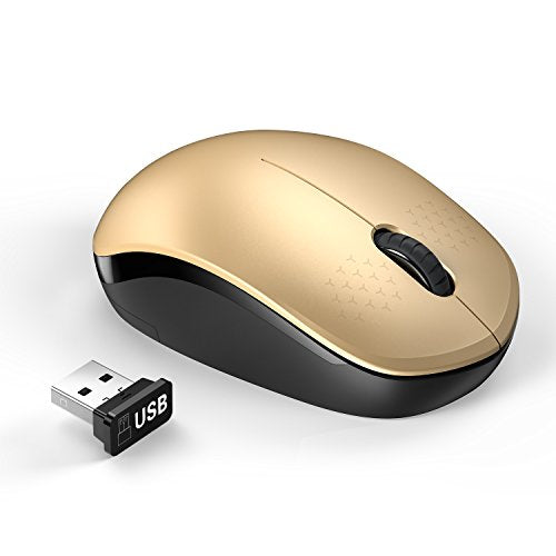 seenda Wireless Mouse for Laptop, 2.4G Noiseless Mouse with USB Receiver - Optical Tracking Portable Computer Mice for Chromebook, PC, Tablet, Windows System, 24 Months Battery Life - Black & Gold - color: Gold and Black