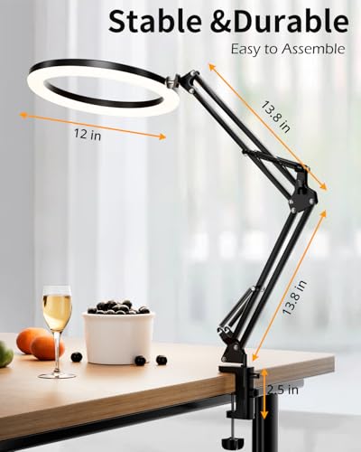 UBeesize 12’’ Ring Light with Overhead Phone Mount, LED Selfie Light with Stand and Phone Holder for iPhone and Laptop, Desk Light for Video Recording, Zoom Meeting, Live Streaming, Tiktok, YouTube - style: Desk Ring Light