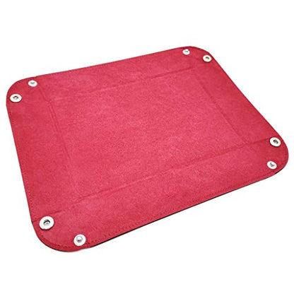 2 Pieces Dice Holder Dice Rolling Tray Double Sided PU Leather and Velvet Folding Tray Dice Pad for Dice Gaming and Other Table Games (Blue & Red) - color: Blue & Red
