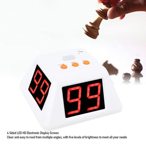 4 Sided Countdown Timer, 1.4 Inch Digits LED Screen Preset Time Table Game Timer Chess Timer Countdown Stopwatch for Chess Table Game (White) - color: White