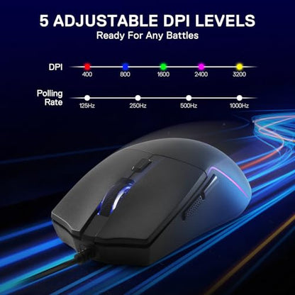 Redragon M730 Wired RGB Gaming Mouse 10K DPI Lightweight Remapping Keys | Stable Lag-Free Connection, Redefine Keybinding Macro, Vibing Backlight, Ergonomic Grip Body Comfort - size: Wired