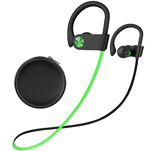 Bluetooth 5.3 Headphones, Wireless Sports In-Ear Earbuds IPX7 Waterproof | 16 Hours Playtime, Sweatproof Stereo Earphones with MIC, Noise Cancelling Headsets for Gym Running Workout, Clear Sound - color: A,GreenBlack