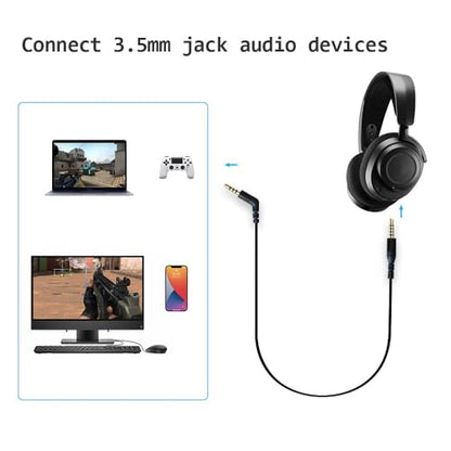 Nylon Braided Audio Cable Cord for Arctis Nova 7 / Pro Headset | Black, Nylon Braided 3.5mm 5 pole to 4 pole Cord Compatible with SteelSeries Arctis Nova 7 / Pro Gaming Headset