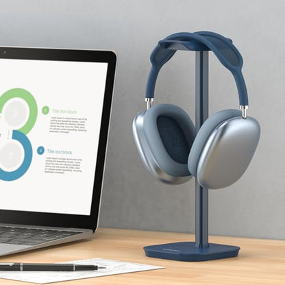Headphone Stand, Desktop Headset Holder Heavy Base Desk Earphone Stand Aluminum Gaming Headset Hanger Rack for AirPods Max, AirPods, AirPods Pro, Sony, Beats, Bose, Razer and More(Blue) - color: Blue