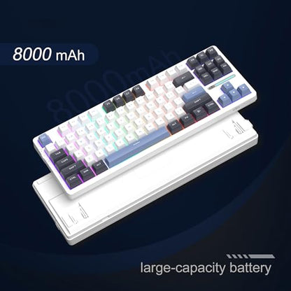 MageGee 87 Keys Wireless Creamy Keyboard, Gasket Tri-Mode 2.4G/USB-C/BT Gaming Keyboard, RGB Backlit Hot Swappable Mechanical Keyboard for Win/Mac/PC, 8000mAh Battery - color: Blue