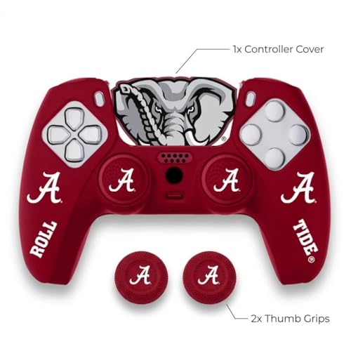 Silicone Gaming Cover Compatible with PS5 Controller - Officially Licensed University of Alabama Crimson Tide Home Design