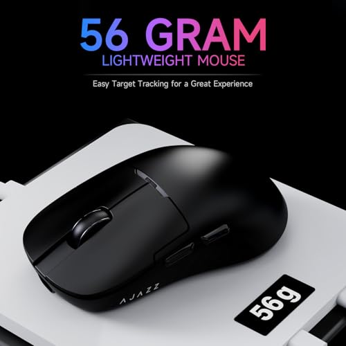 DAIDAI AJAZZ AJ159P Wireless Gaming Mouse with RGB Charging Dock, PAW3395 26K DPI Sensor, 56G Lightweight Ergonomic Mouse, 5 Programmable Buttons, 80 Million ASIN Switch - color: AJ159P Black